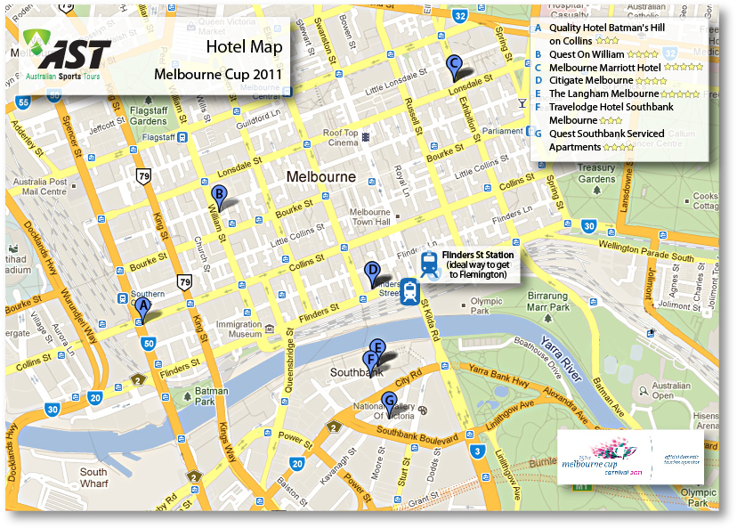 Melbourne Cup Hotel Map